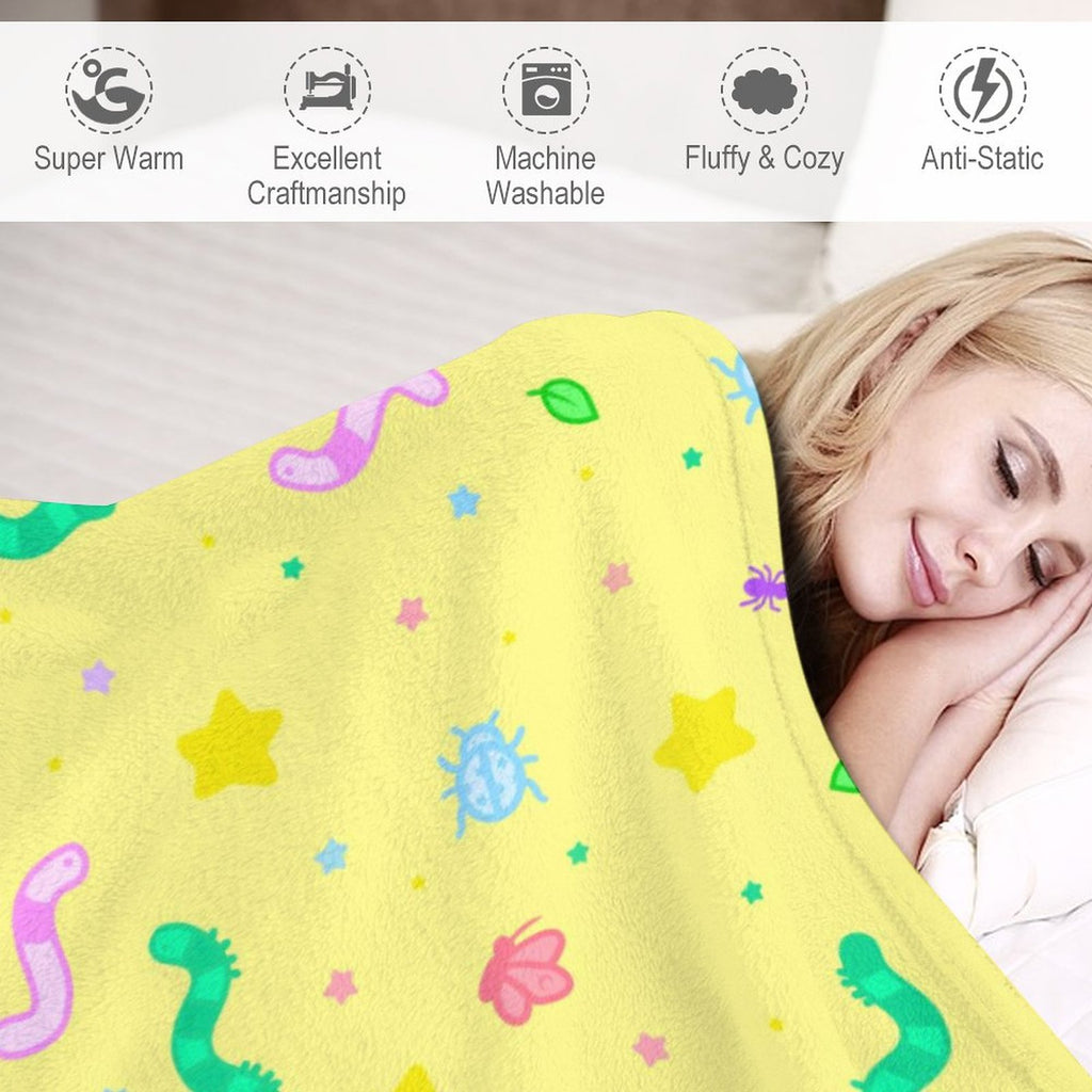 Wormy Wishezzz - Flannel Blanket-40"x50"