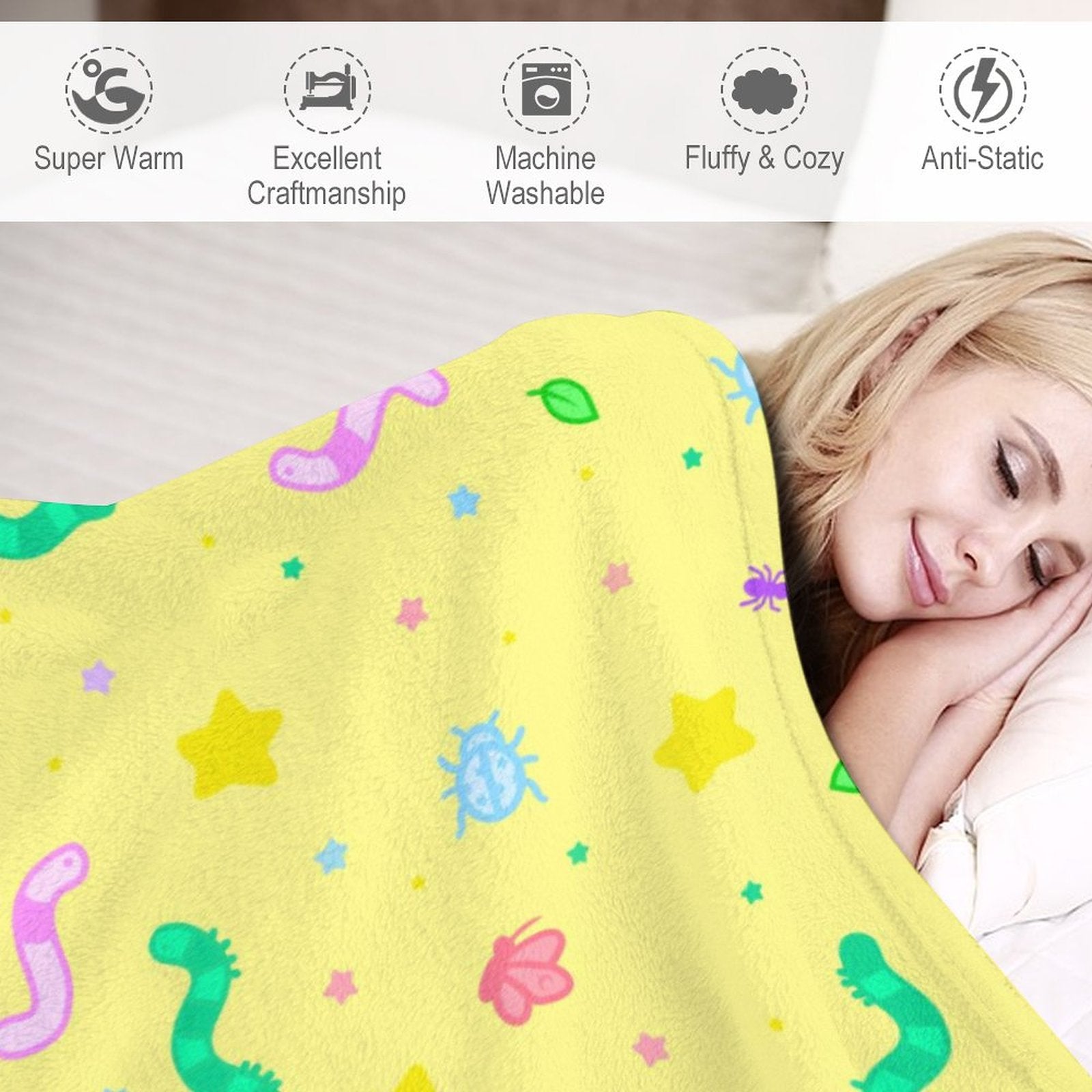 Wormy Wishezzz - Flannel Blanket-40"x50"