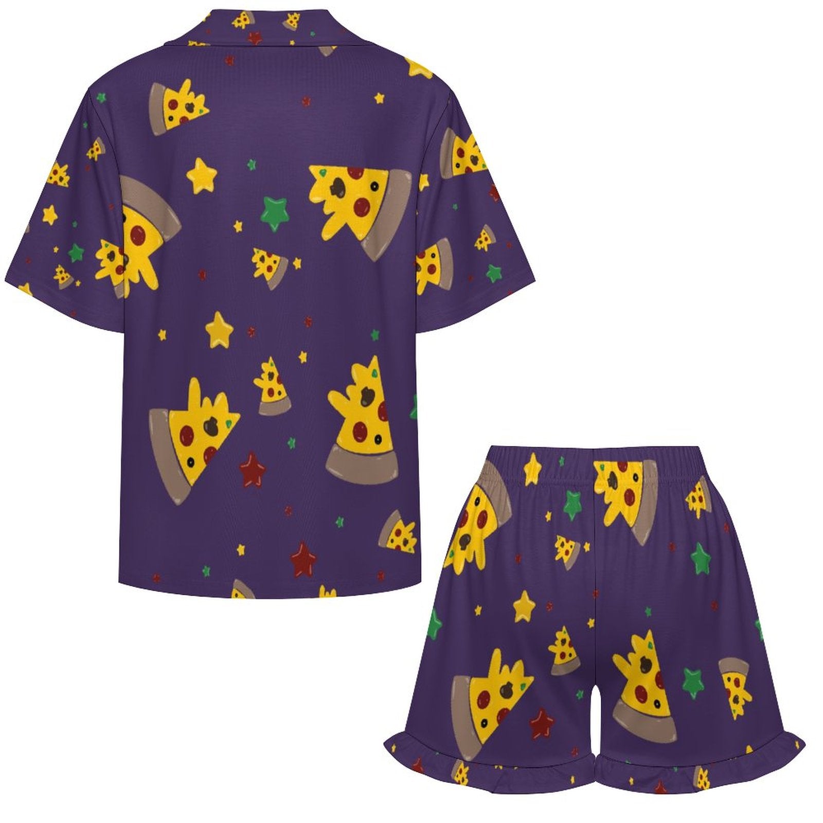 Pizzza Dreams - Women’s  Ruffled Short-Sleeve Pajama Set