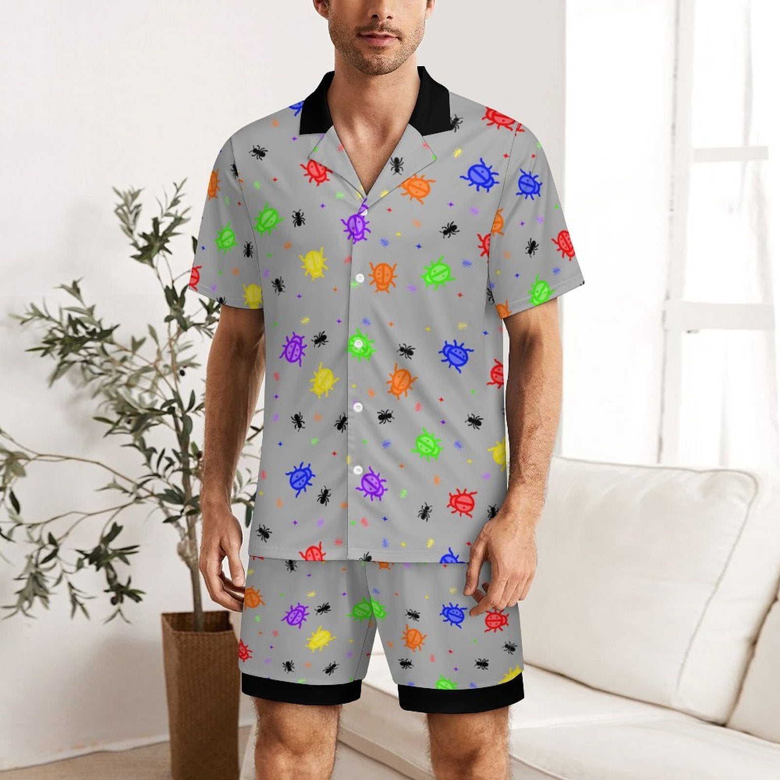 Doodle Bugzzz - Men's Ice Silk Short Sleeve Pajama Set