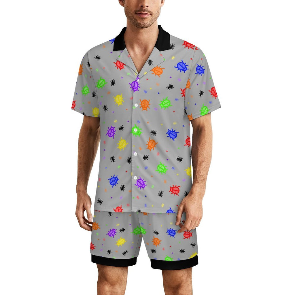 Doodle Bugzzz - Men's Ice Silk Short Sleeve Pajama Set