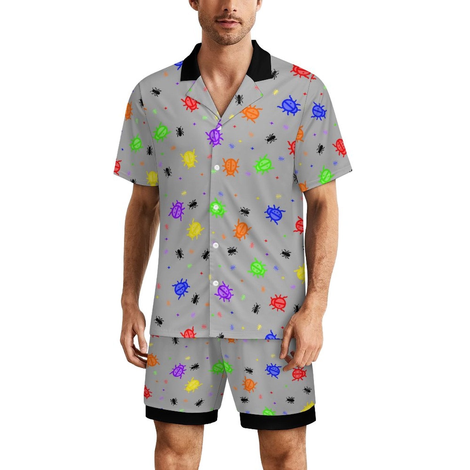Doodle Bugzzz - Men's Ice Silk Short Sleeve Pajama Set