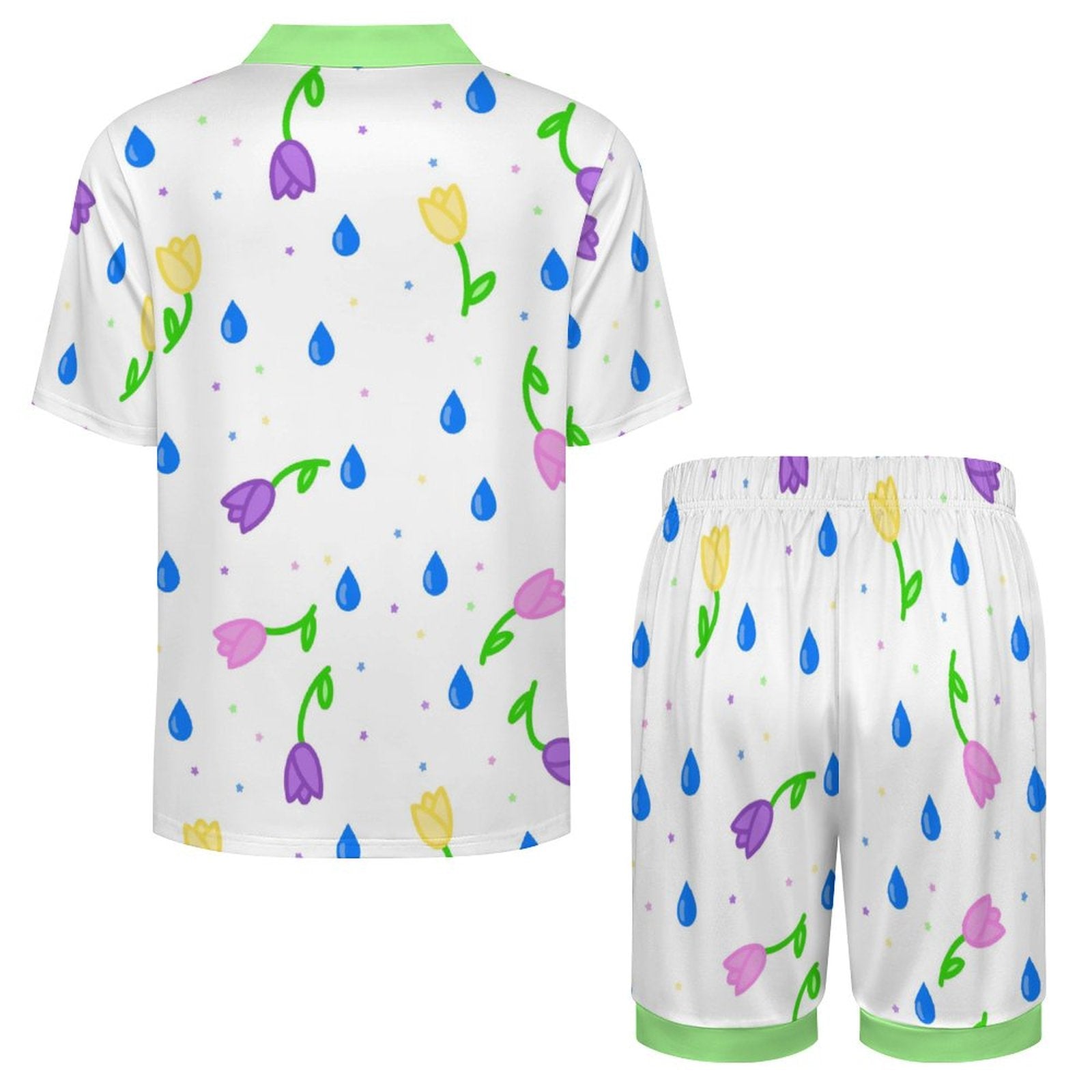 Petal Dripzzz - Men's Ice Silk Short Sleeve Pajama Set