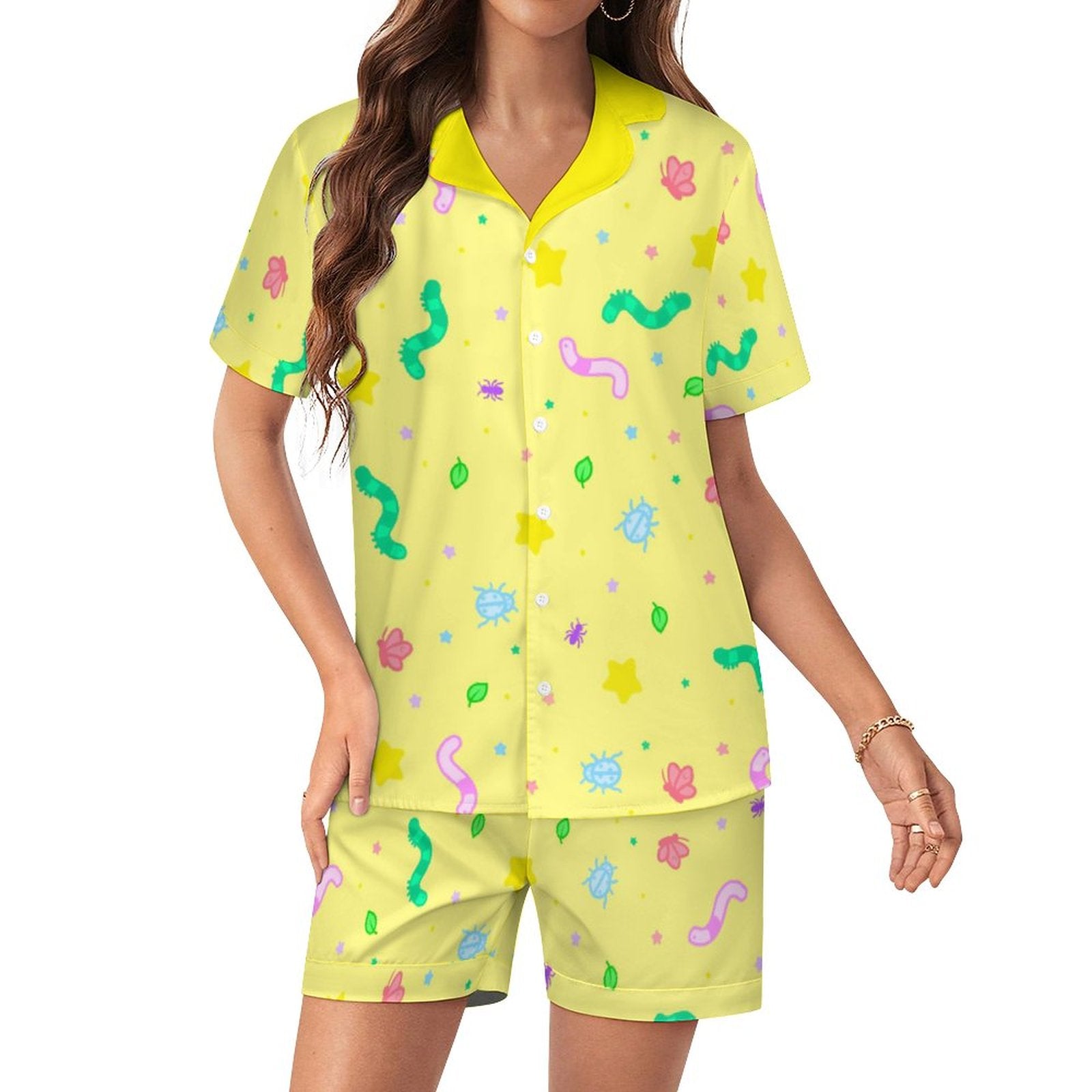 Wormy Wishezzz - Women’s Satin Pajama Set