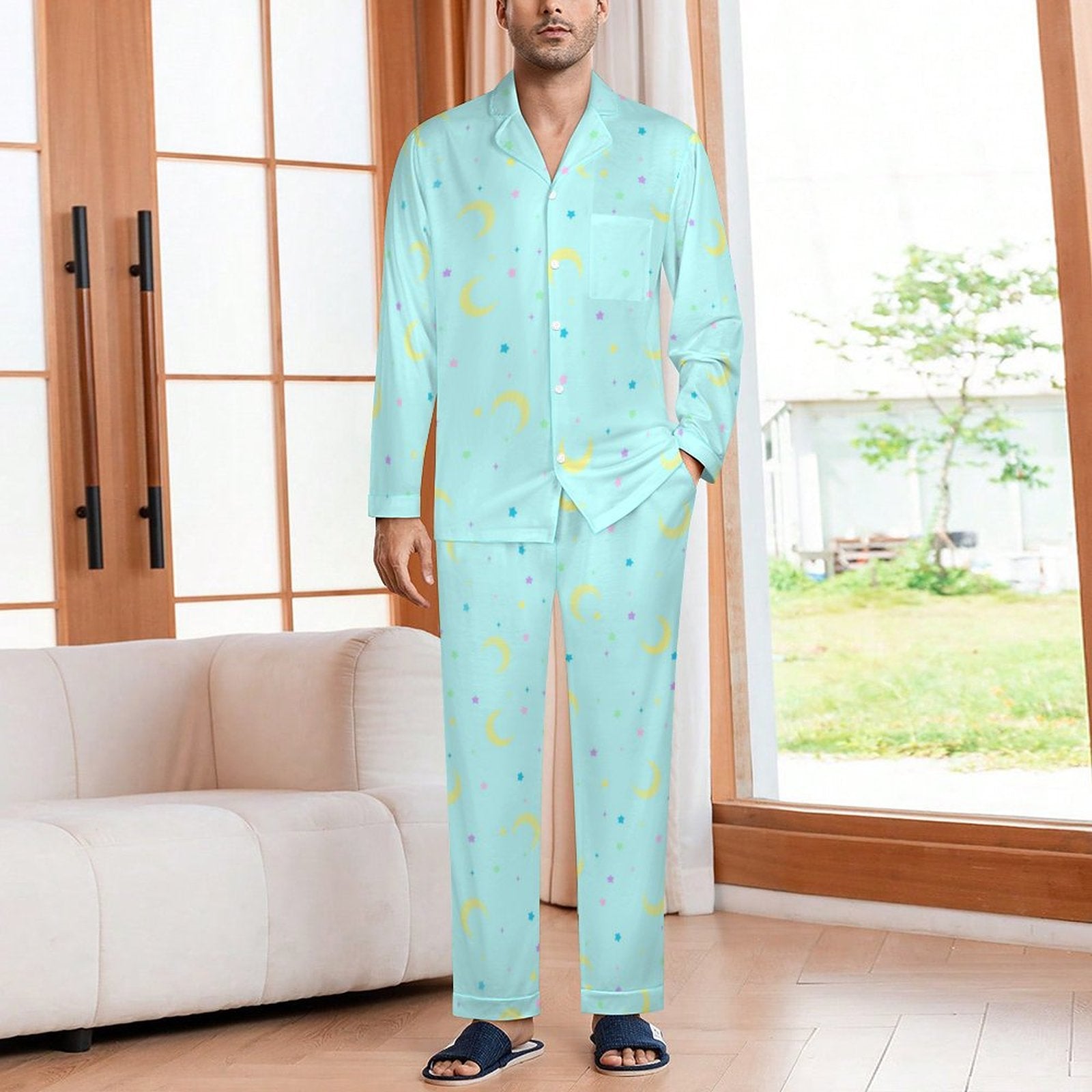 Pastel Nights - Mens long sleeve pajama set