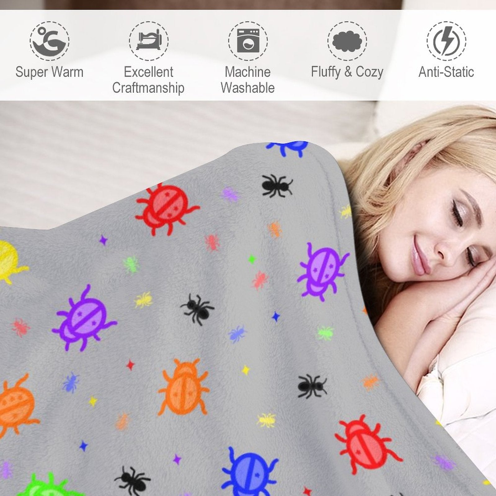 Doodle Bugzzz - Flannel Blanket-40"x50"