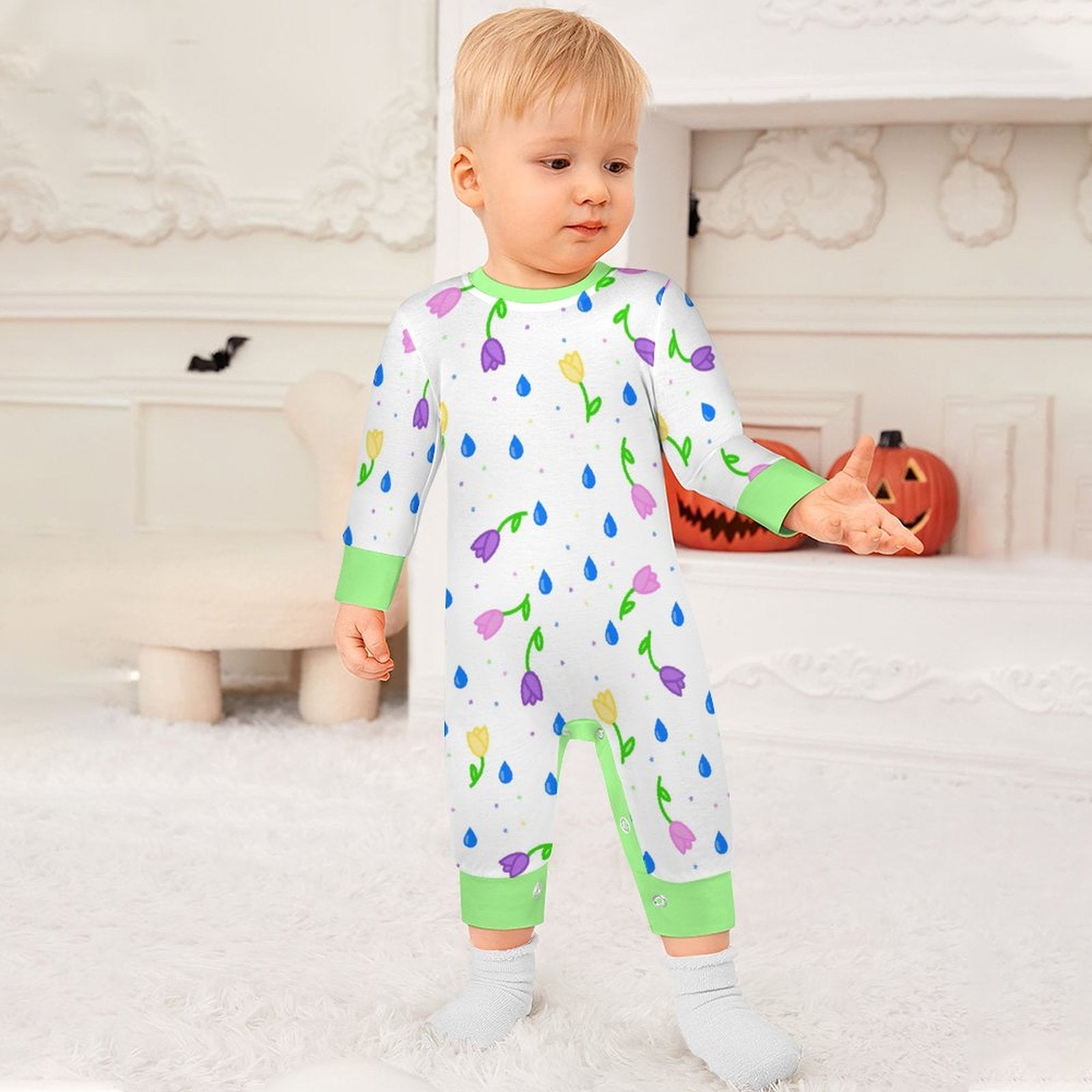 Petal Dripzzz - Long Sleeve Baby Romper