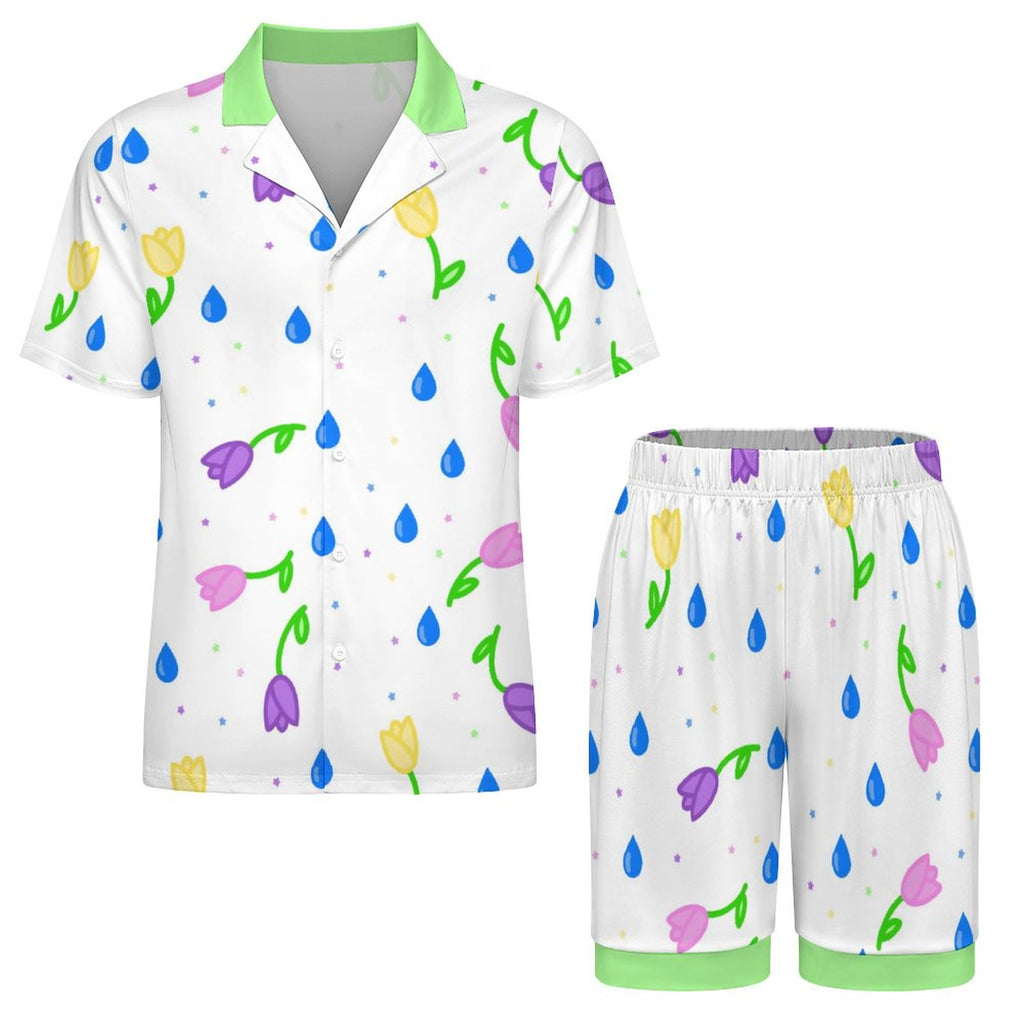 Petal Dripzzz - Men's Ice Silk Short Sleeve Pajama Set