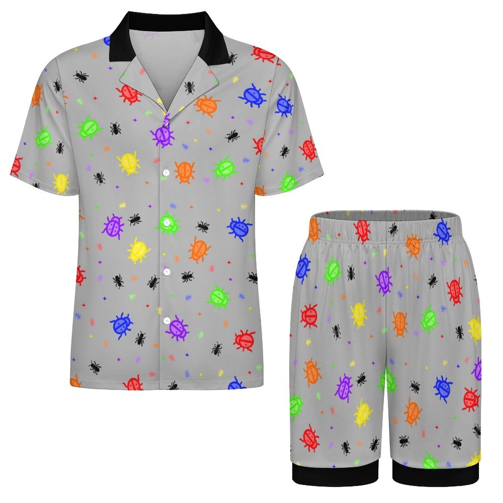 Doodle Bugzzz - Men's Ice Silk Short Sleeve Pajama Set